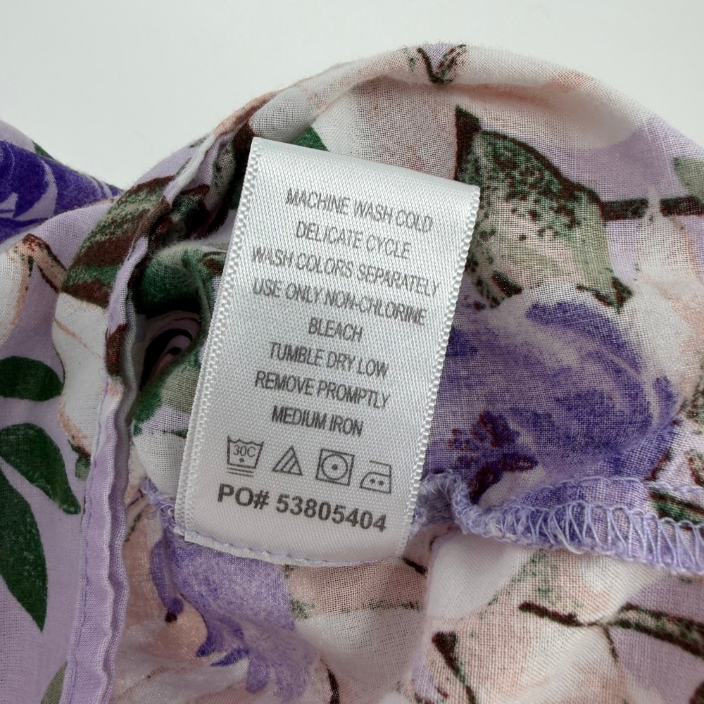 Roaman's Tunic Blouse Womens 22W Lavender Floral Pintuck Cotton Boho Botanical - Picture 6 of 7